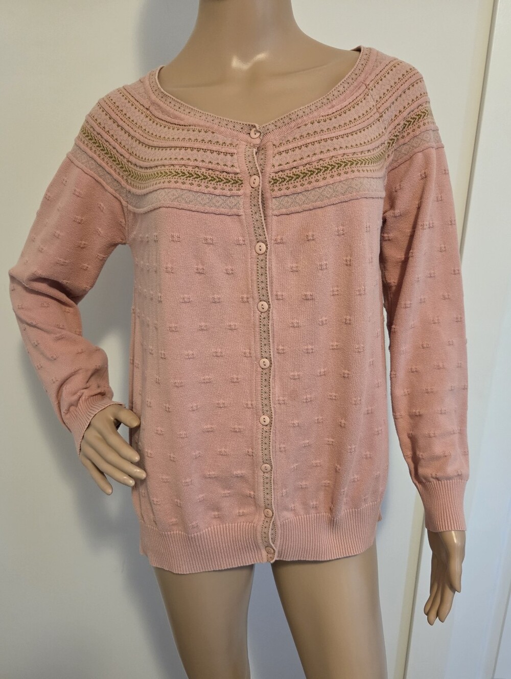 April Cornell Dusty Pink Button Up Cardigan Sweater